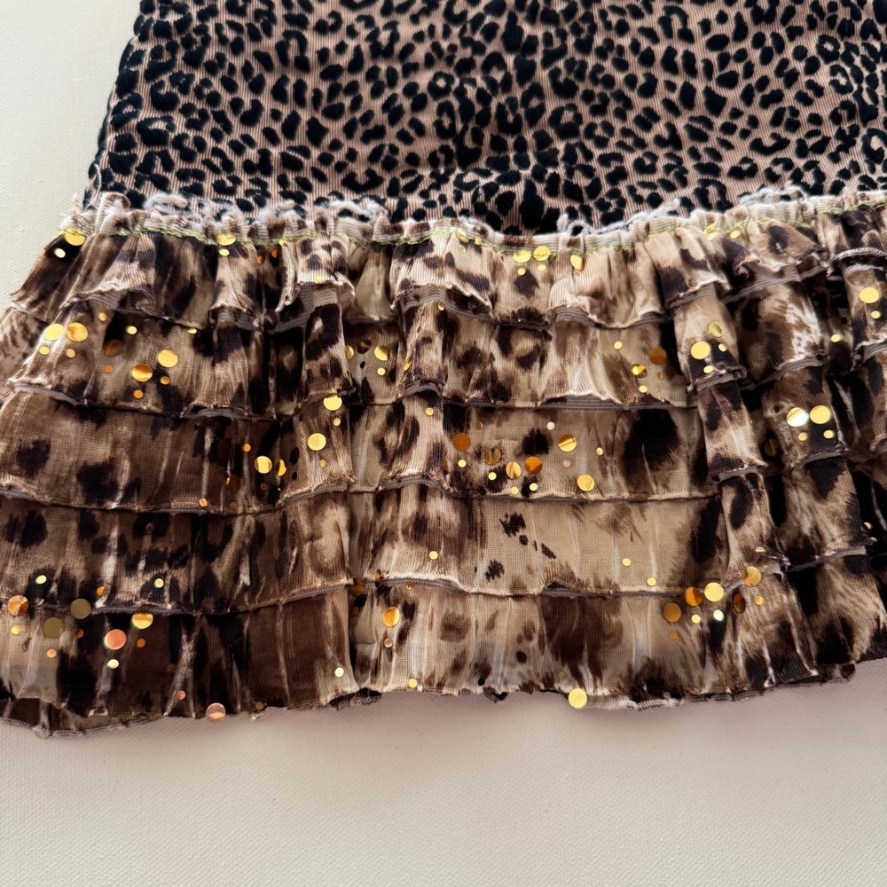 Rabbit Rabbit Rabbit Leopard Print Ruffle Hem Dress Short Sleeve Women’s 12 - Picture 4 of 8